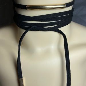 Black Gold Wrap Bow Tie Choker Necklace